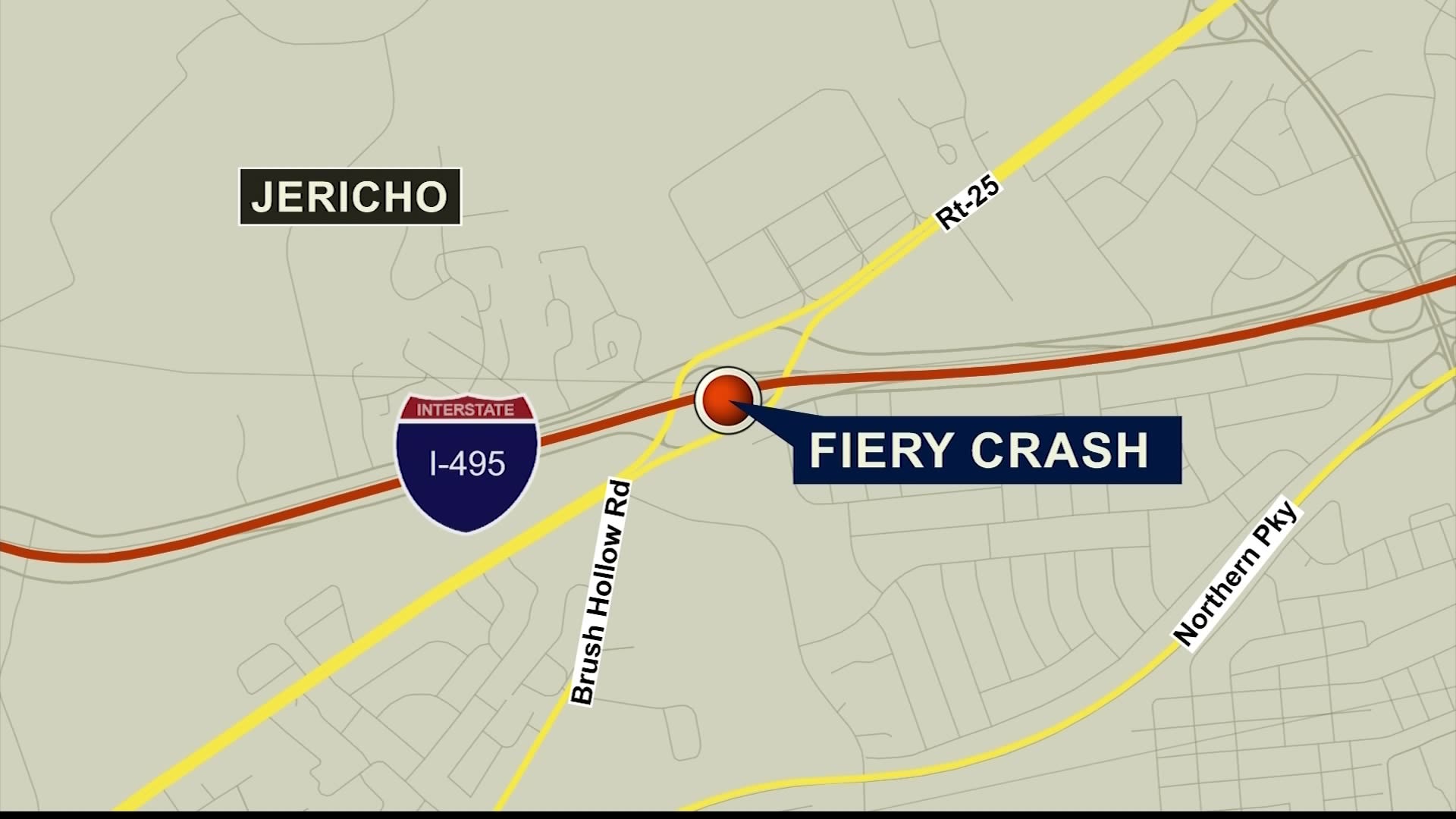 Police LIE reopens in Jericho after fiery crash
