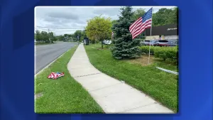 American flags torn down outside car dealership in Greenburgh