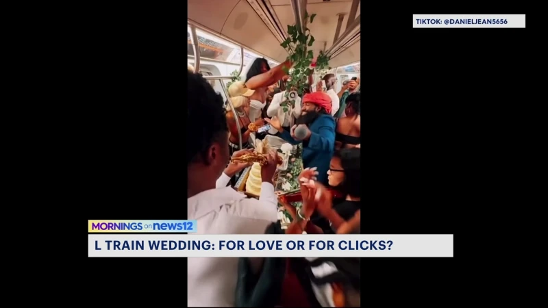 Story image: An L train wedding: For love or for clicks?