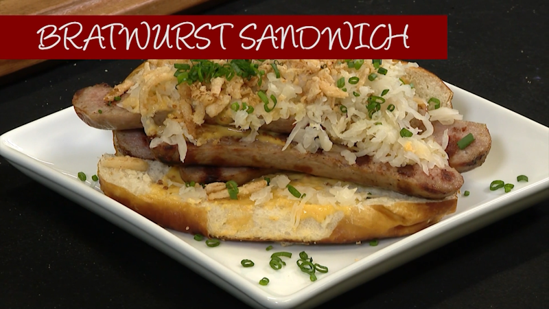 Story image: What's Cooking: Bratwurst Sandwich from Uncle Giuseppe's Marketplace