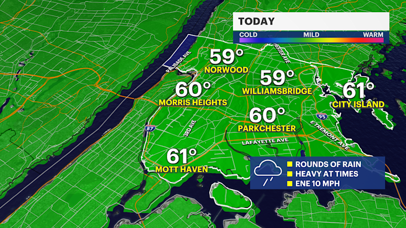Story image: STORM WATCH: Wet conditions today before sunshine returns for most of the weekend in the Bronx