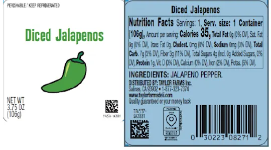 hannaford - diced jalapenos 3.75oz upc 030223082712