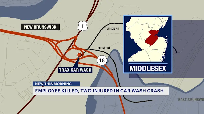Story image: Police: Worker killed inside New Brunswick car wash following vehicle crash
