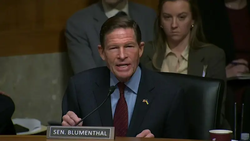 Story image: Sen. Blumenthal clashes with Homeland Security Secretary nominee Kristi Noem