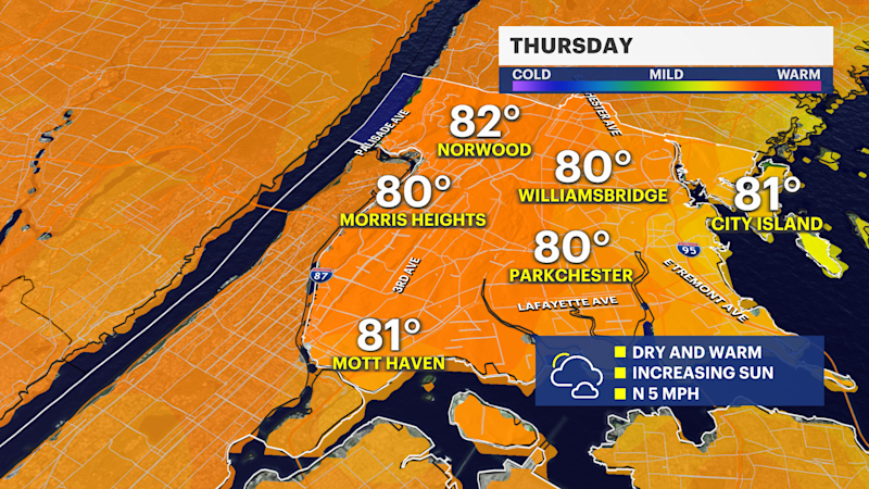 Story image: Damp and dreary conditions give way to pleasant Thursday in The Bronx
