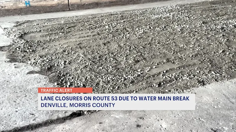 Story image: Route 53 South remains closed in Denville following water main break