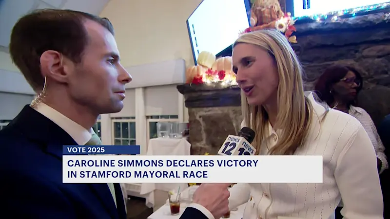 Story image: Stamford Mayor Caroline Simmons declares victory