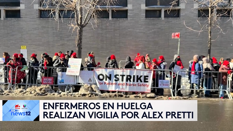 Story image: Univision 41 News Brief: Enfermeros en huelga realizan vigilia por Alex Pretti