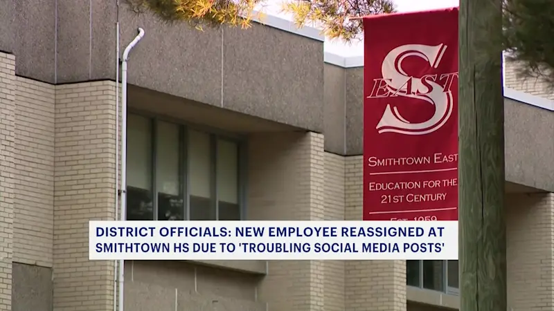 Story image: District officials: New employee reassigned at Smithtown High School East due to 'troubling social media post'