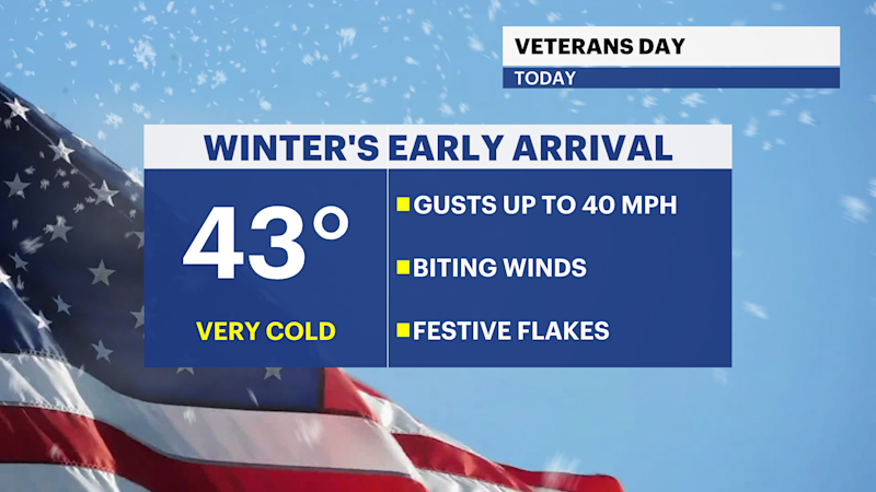 Story image: Biting winds, festive flakes and freezing temps today for The Bronx