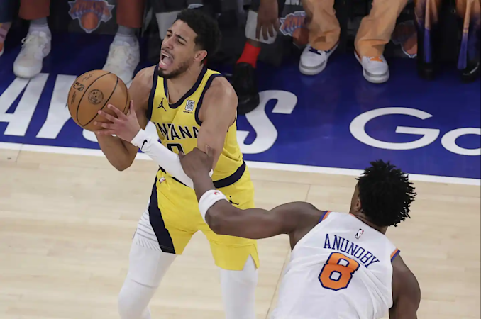 Story image: Haliburton follows triple-double with single digits as Pacers fail in 1st attempt to clinch