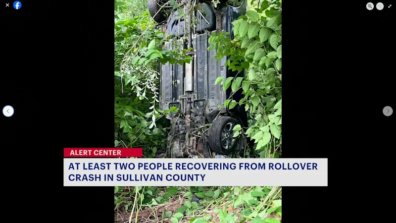Story image: Sullivan County crash stuns responders with car standing on end