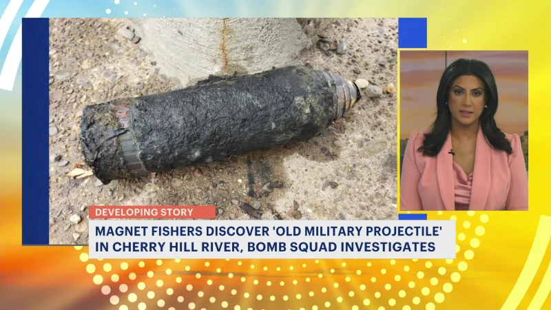 Story image: Magnet fishermen pull old military projectile from Cooper River