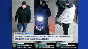 Authorities: 3 men wanted for stealing $300, pizza from delivery driver in the Bronx