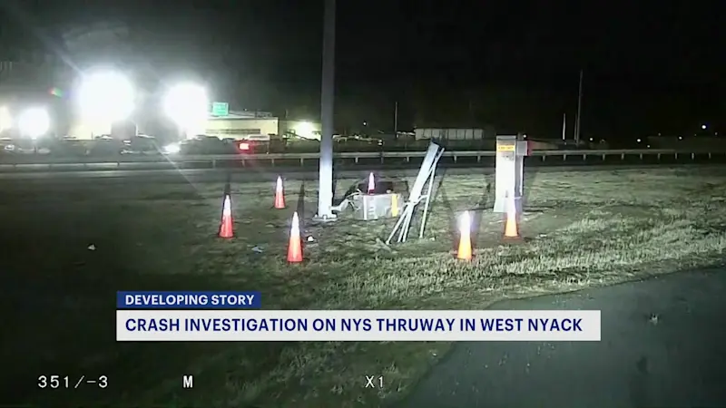 Story image: 1-car rollover accident on New York State Thruway in West Nyack