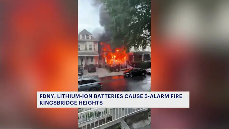 Story image: FDNY: Lithium-ion batteries cause 5-alarm fire Sunday in Kingsbridge Heights