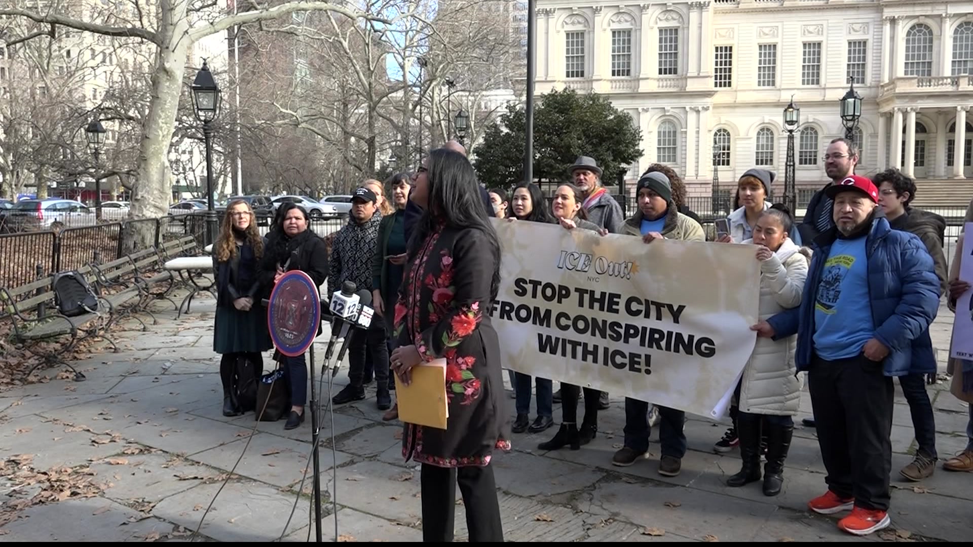 Immigration Advocates Rally At City Hall Park To Protest ICE Practices