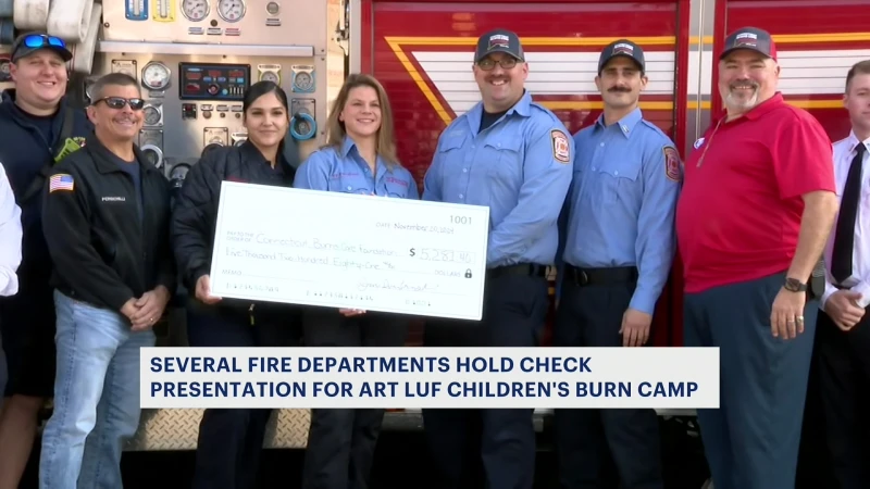 Story image: Art Luf Children's Burn Camp receives donation from area fire departments