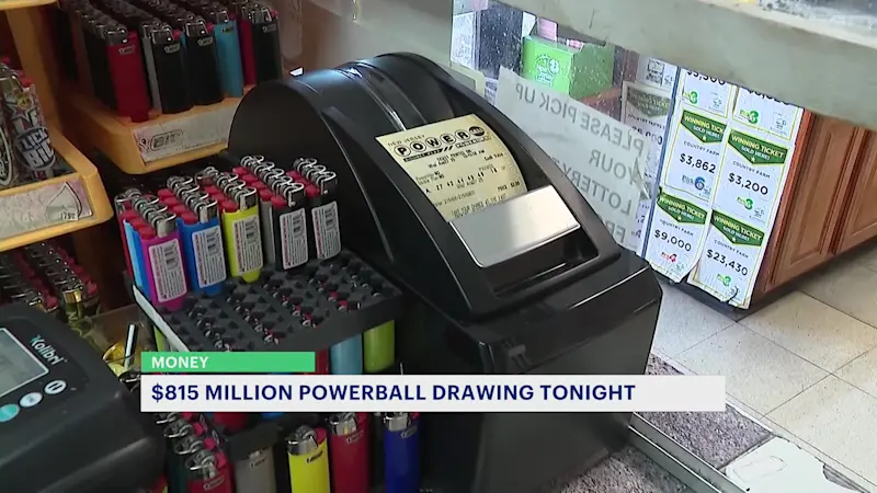 Story image: Powerball jackpot hits $815 million ahead of tonight’s drawing