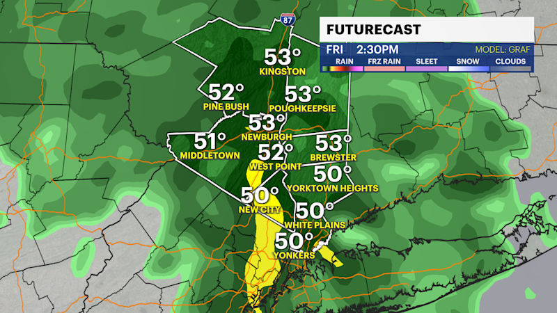 Story image: Wet end of the week for the lower Hudson Valley after a drier day today