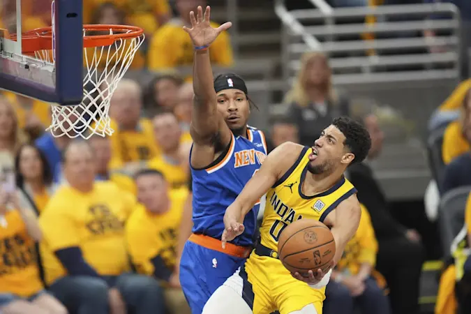 Story image: Haliburton has 32 points, 15 assists and 12 rebounds as Pacers beat Knicks 130-121 for a 3-1 lead