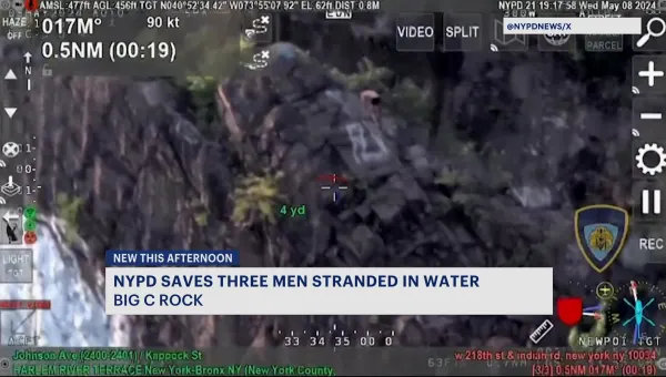 NYPD rescues 3 men stranded in water at Big C Rock in the Bronx