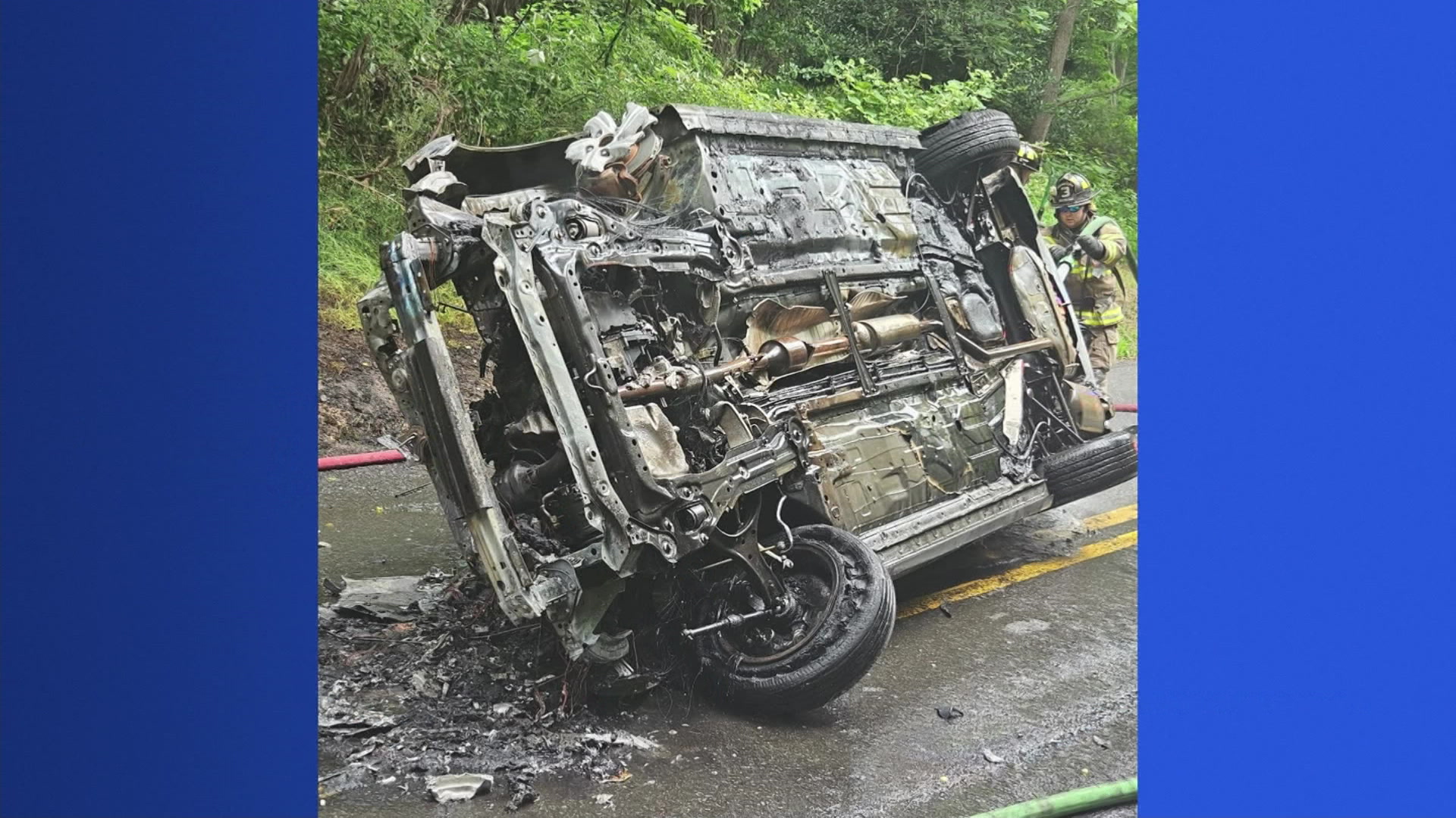 News 12 | New Jersey | Car Bursts Into Flames After Crash In Morganville