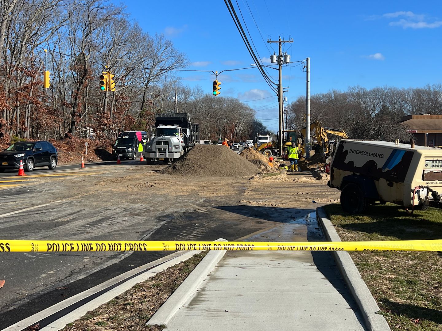 Struck fire hydrant causes flooding, partial road collapse in Riverhead