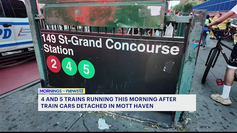 Story image: 4 and 5 trains now up and running after cars detach in Mott Haven