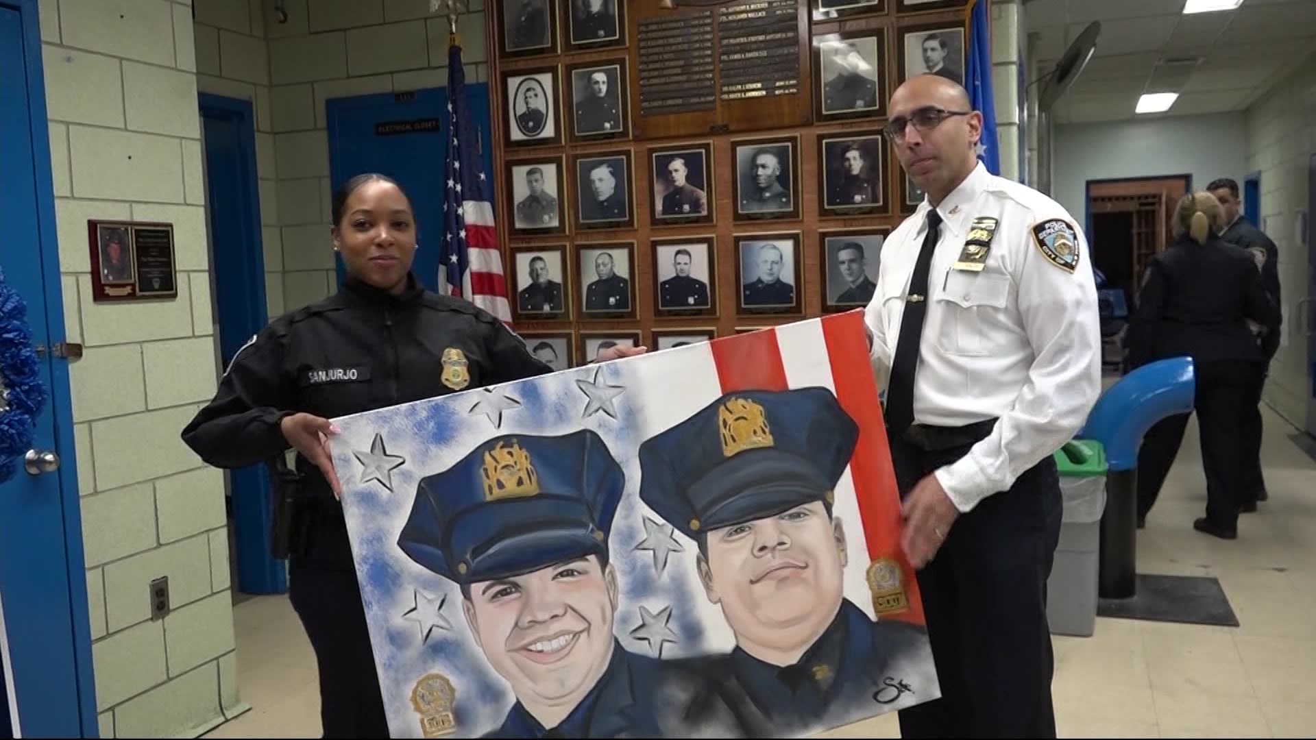 Bronx artist presents NYPD precinct with painting of fallen detectives ...