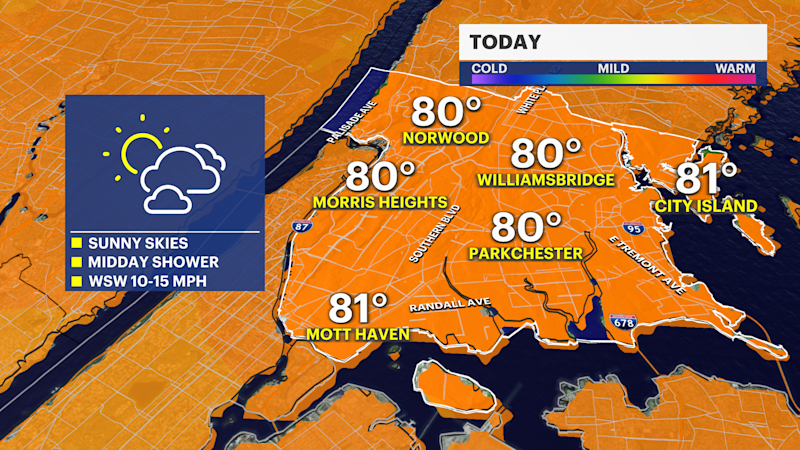 Story image: Mostly dry and refreshing conditions expected across The Bronx