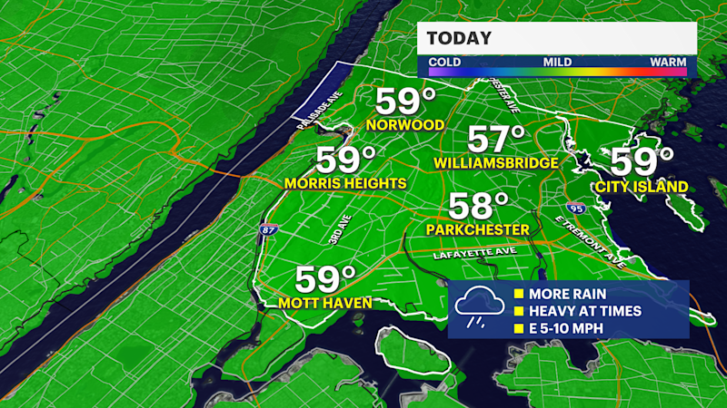Story image: STORM WATCH: Several rounds of rain and chance of thunderstorms in The Bronx