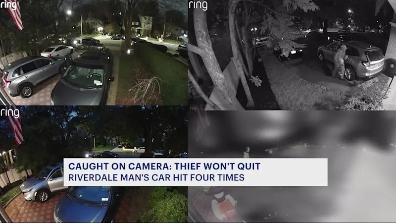 Story image: Caught on camera: Thief hits Riverdale man’s car four times