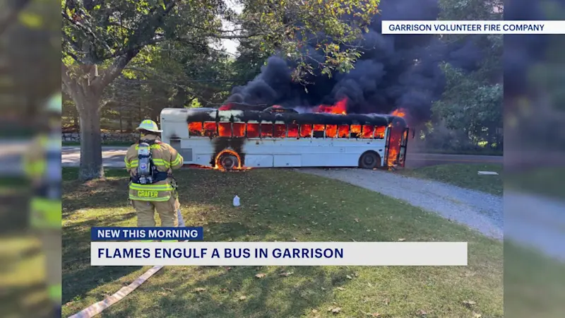 Story image: Flames engulf bus in Putnam County, no injuries reported