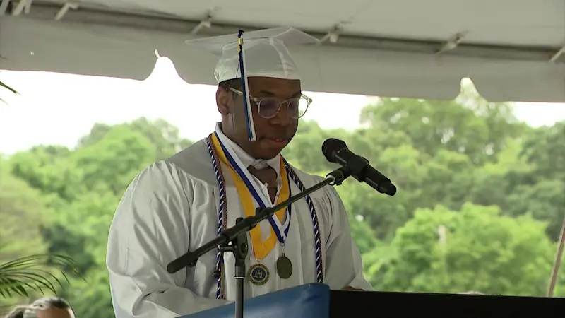 Story image: Nigerian teen who arrived junior year at Hempstead HS graduates as valedictorian