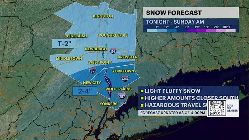Story image: STORM WATCH: Snow showers overnight followed by frigid air in the Hudson Valley