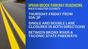DOT announces Sprain Brook Parkway lanes closures for the remainder of work week