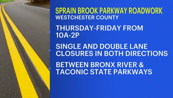 DOT announces Sprain Brook Parkway lanes closures for the remainder of work week
