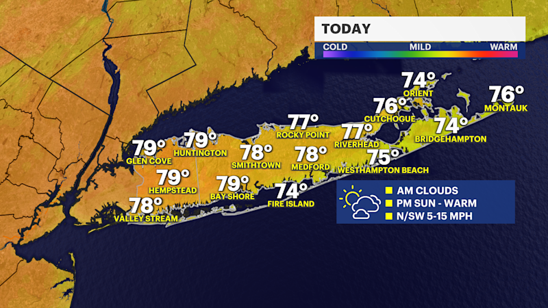 Story image: Sunshine returns and high temperatures approach 80 degrees the next few days