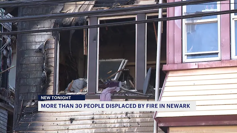 Story image: Officials: Fire in Newark injures 2, displaces more than 30 people