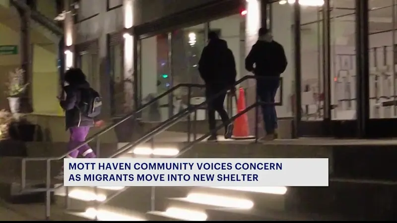 Story image: Men begin moving into new migrant shelter in Mott Haven