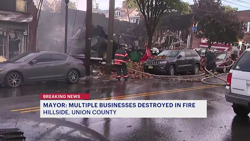 Story image: Explosion at Hillside body shop sparks fire, displaces families