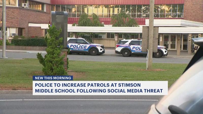 Story image: Police beef up patrols at Stimson Middle School in Huntington Station following social media threat