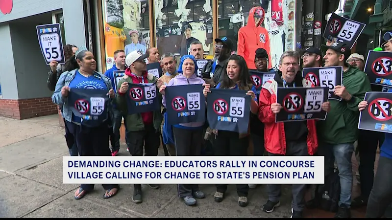 Story image: UFT educators rally across city for pension reform