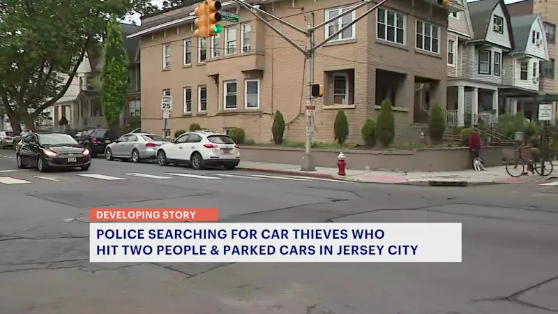 Story image: Jersey City police searching for car thieves who hit two people and multiple parked cars