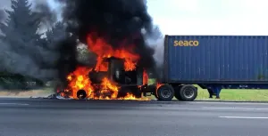 Tractor-trailer erupts in flames on NJ Turnpike in South Brunswick