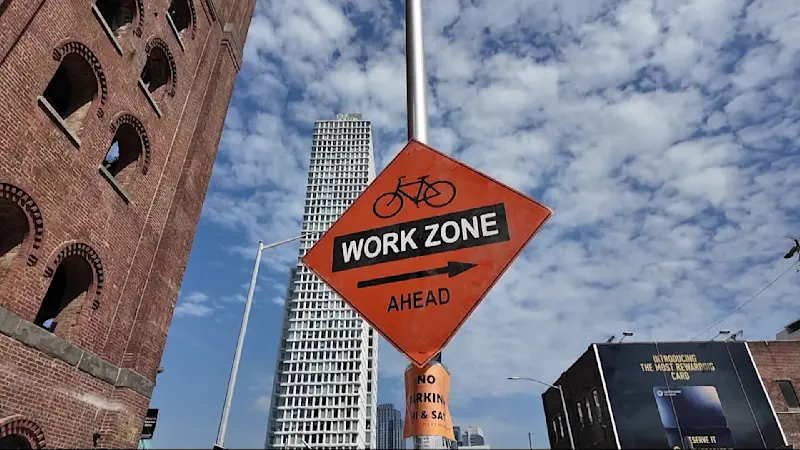 Story image: Cyclists irked by disrupted bike lane near towering Williamsburg development