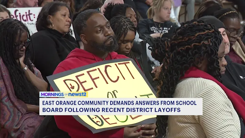 Story image: East Orange parents demand answers from school board following teacher layoffs