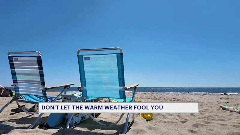 Story image: New Jersey beach safety officials warn waters still too dangerous despite warm weather