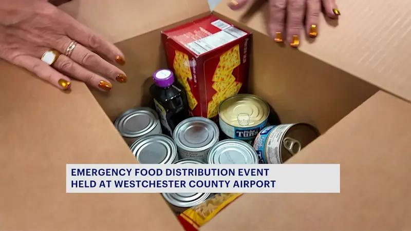 Story image: Emergency food distribution held for unpaid federal airport workers